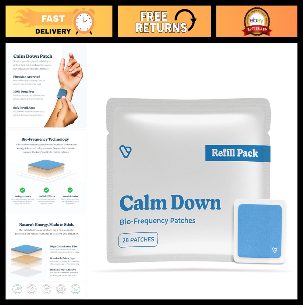 Natural Stress Relief Patches | 28 Bio-Frequency Calm Down Refill Pack