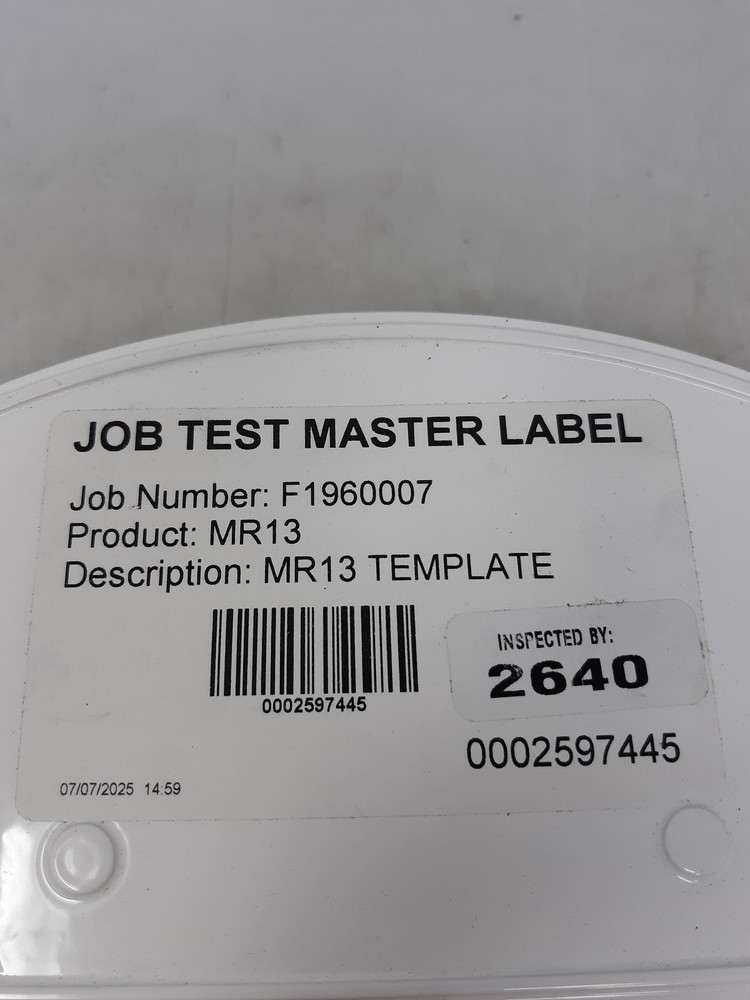 MR13 Template Job Test Master Label Ceiling Light Fixture