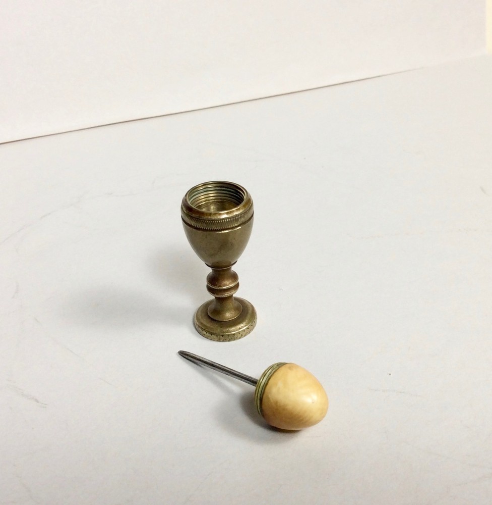 Victorian Figural Egg Cup Bodkin Stiletto Sewing Guide Punch