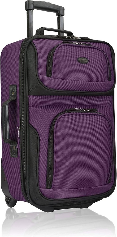 Rio Lightweight Softside Rolling Carry-on Suitcase 2-Wheel Set Black