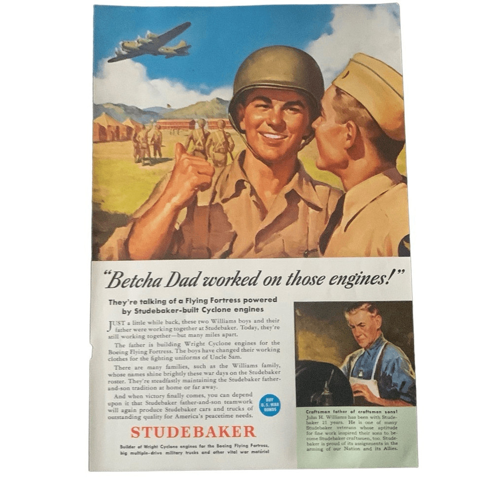 Vintage 1943 Studebaker Dad Worked on Those Engines Ad Advertisment