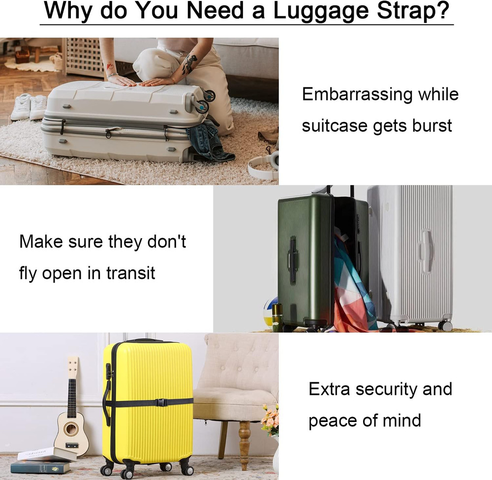 Luggage Strap, 2 Pack Heavy Duty Utility Strap with Quick Release Buckle, Adjust