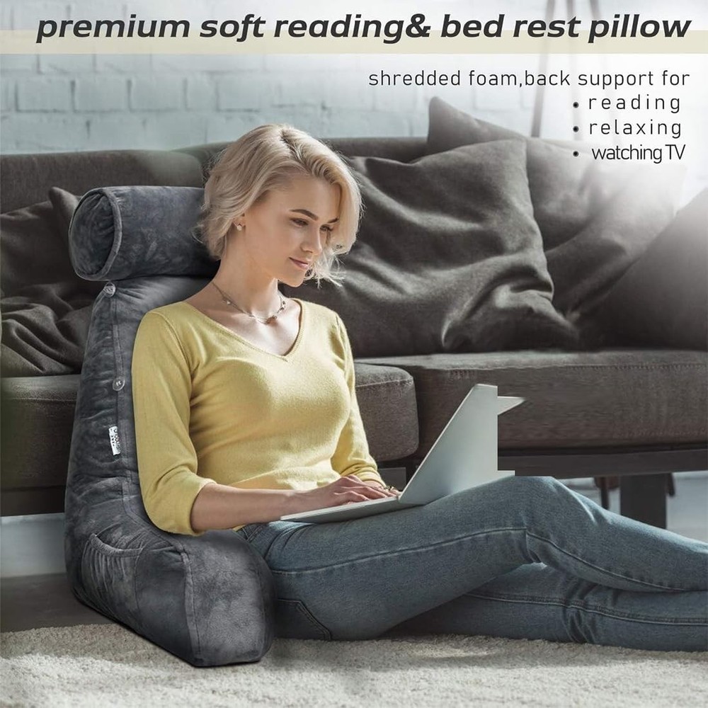 Comfy Back Support Pillow with Side Pocket & Handle