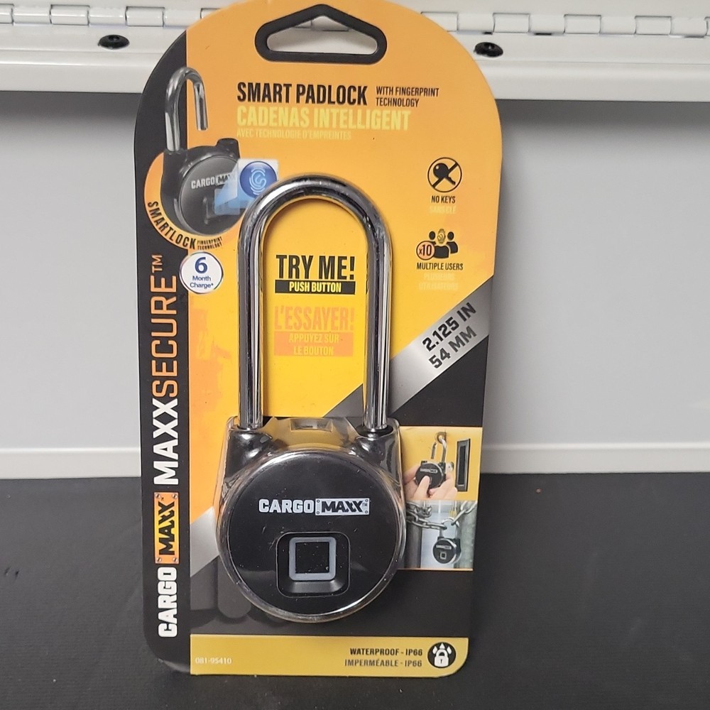 Cargo Maxx MaxxSecure Fingerprint Padlock Waterproof IP64 54mm Multiple Users