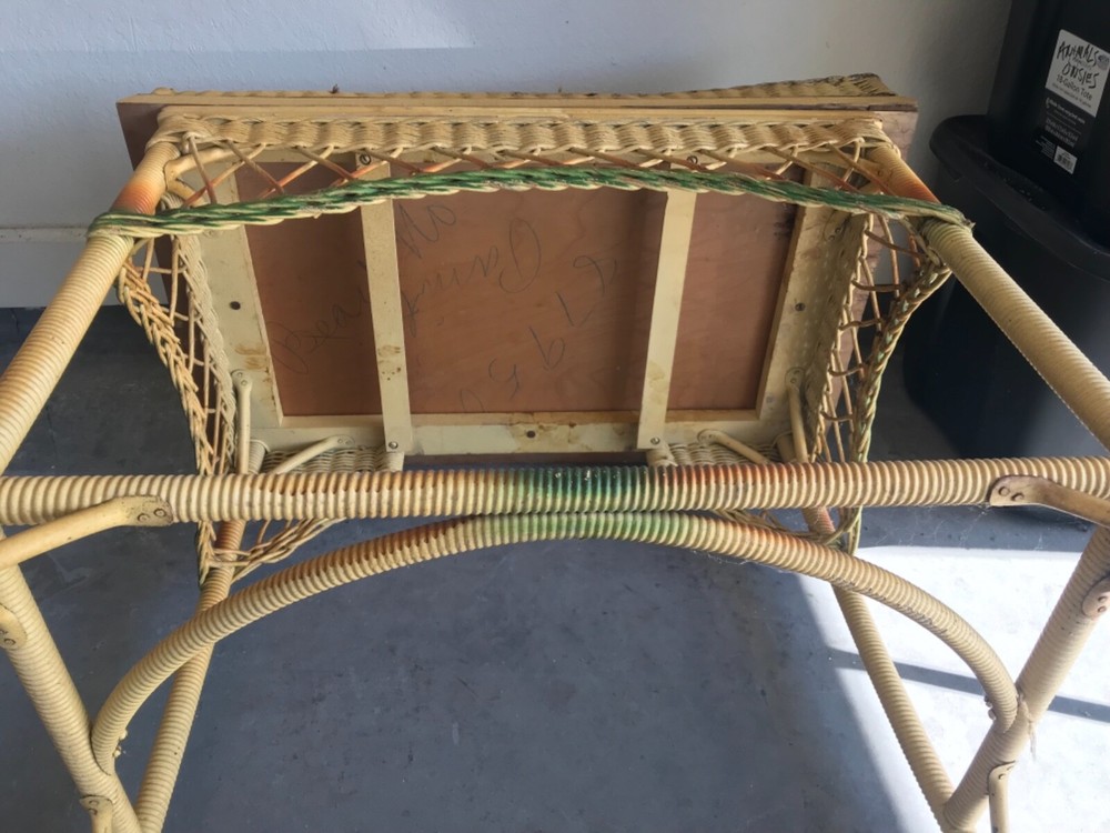 antique rattan desk