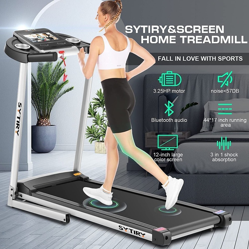 3.25HP Folding Treadmill Running Machine W/10” Touchscreen APP Control Speaker🏃