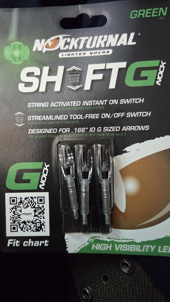 Nockturnal SHIFT G Lighted Nocks Green for .166" ID Arrows 3 Pack