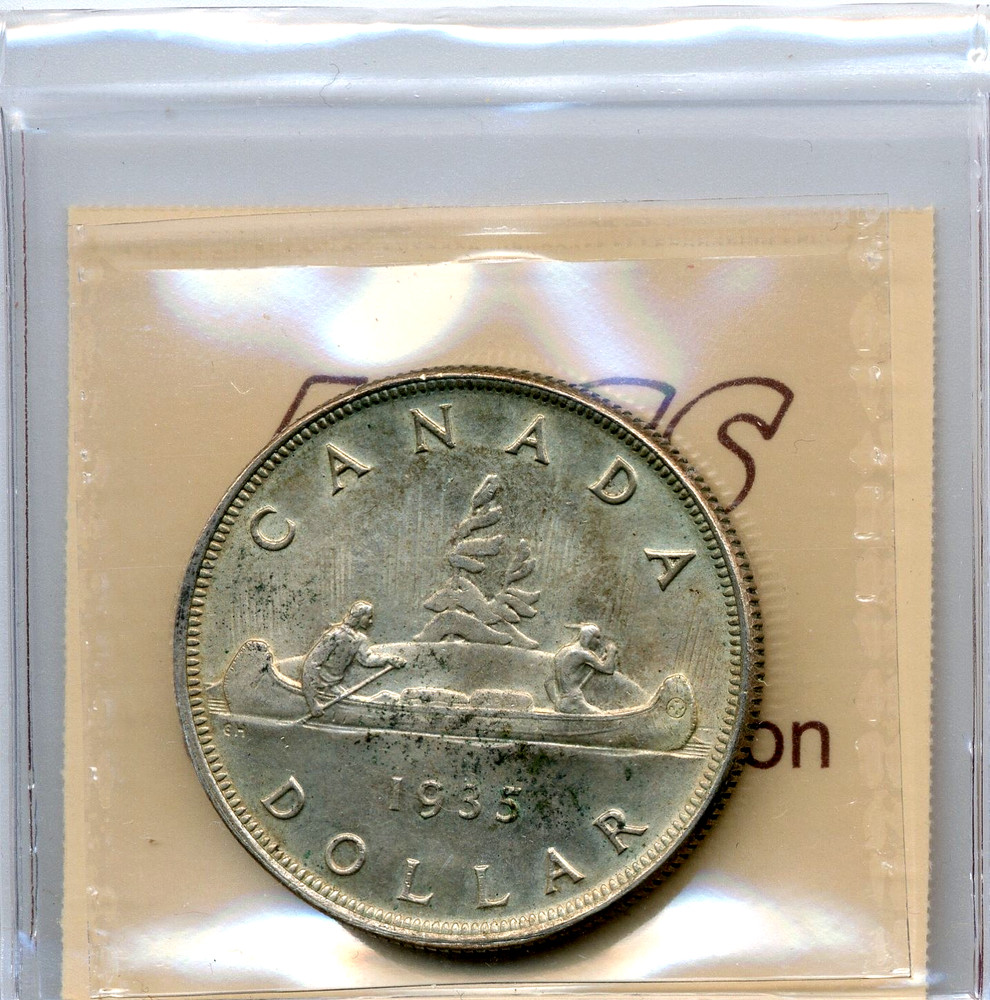 1935 Canada $1, Double Voyageur - Choice Uncirculated, ICCS MS64