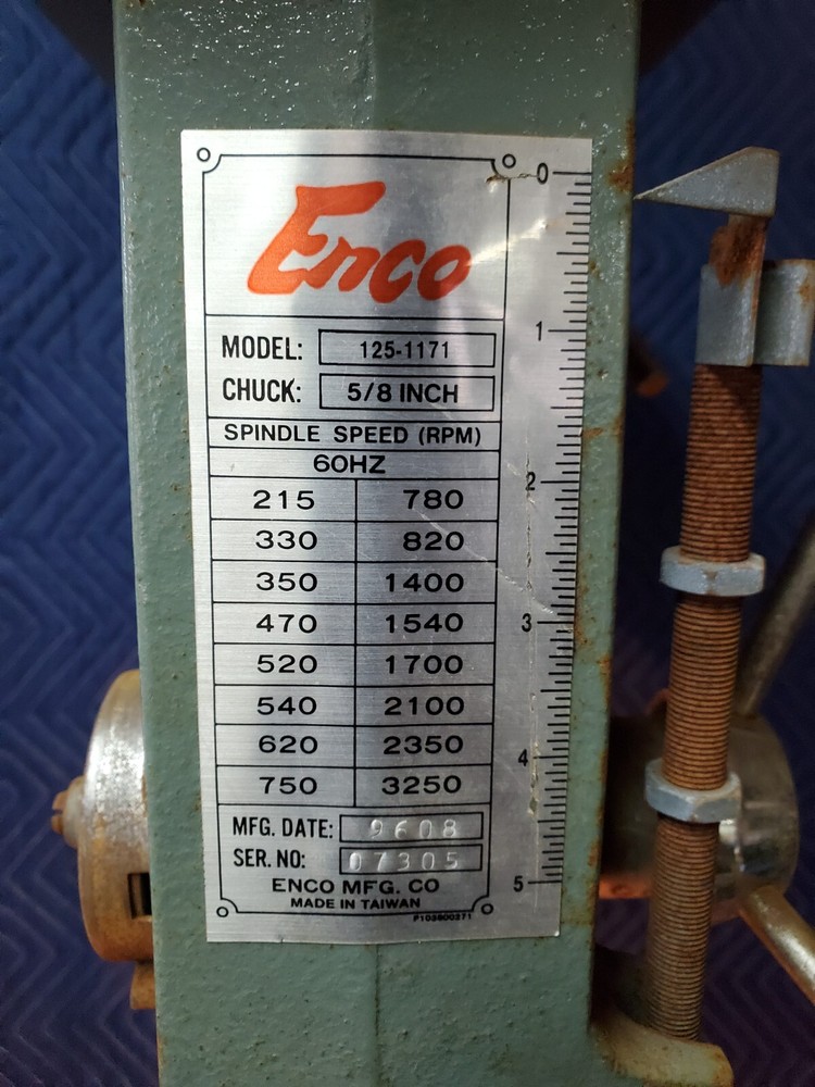 Enco Drill Press 125-1171 1/2 HP 8 Speed