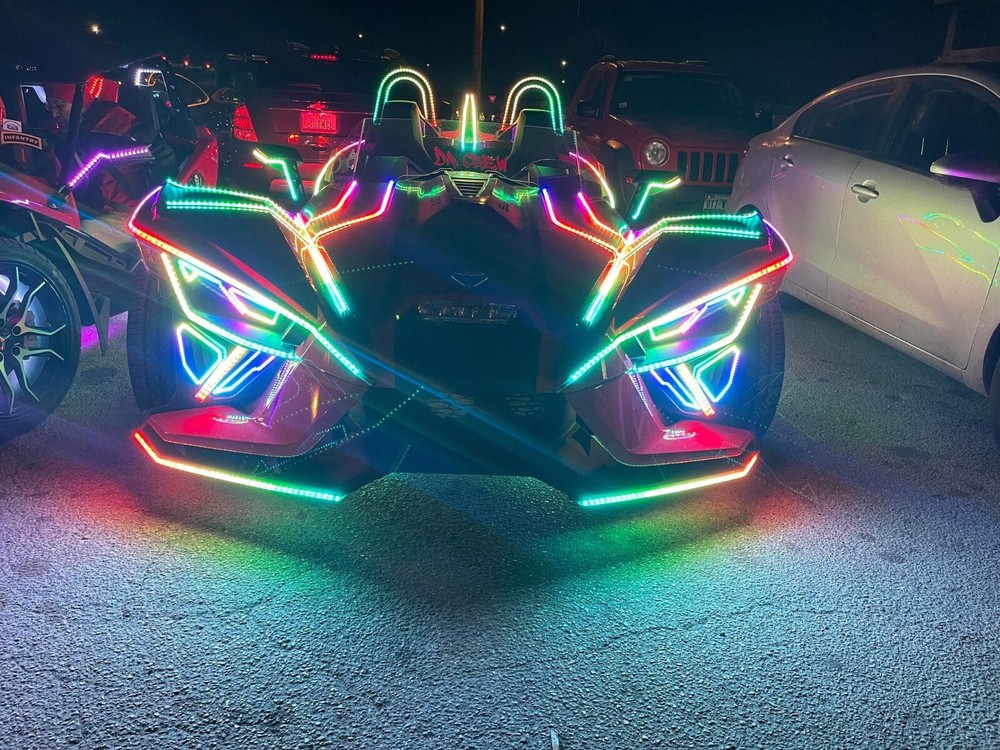 Triple Double Single Row WHITE + RGB + CHASING Light Strips Slingshot SET