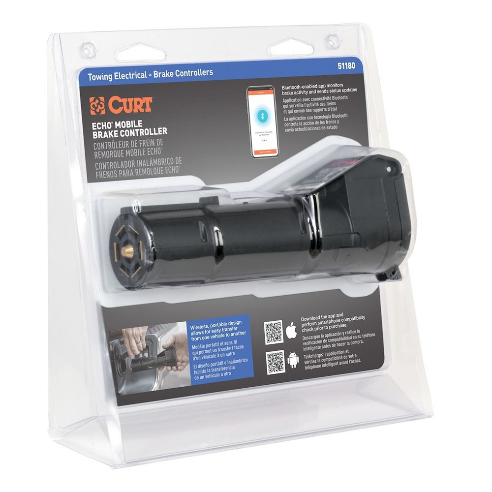 CURT 51180 Echo Mobile Electric Trailer Brake Controller with Bluetooth-Enabled