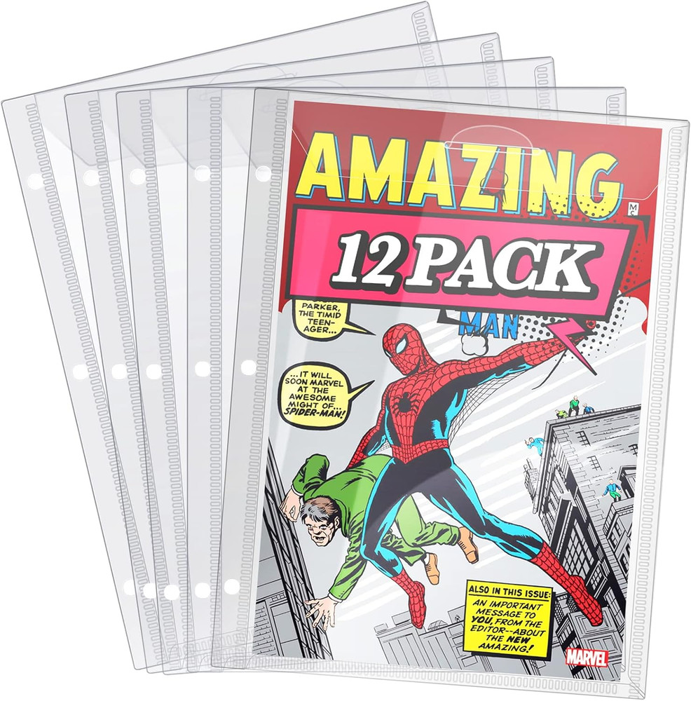 Comic Book Bags, Binder Sleeves for Comic Books, 12 Pack Comics Protector Bags