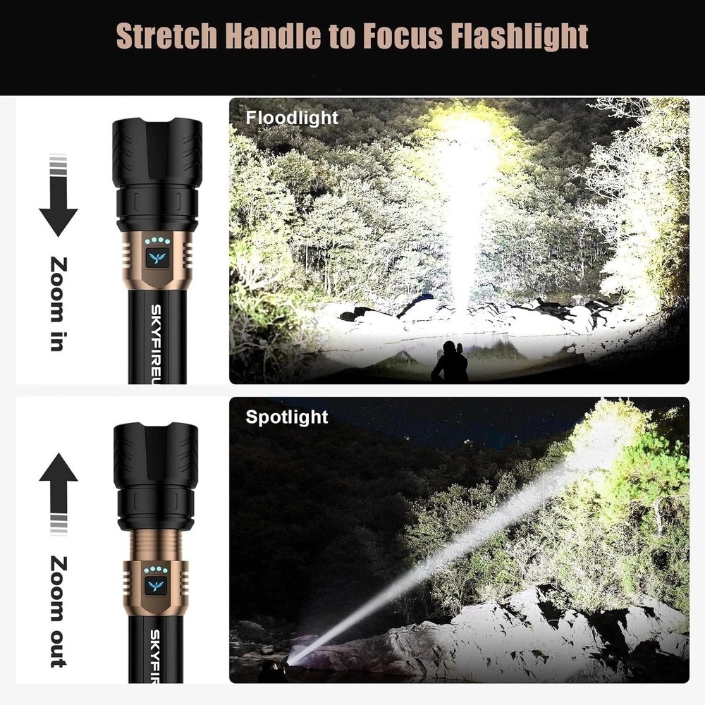 Waterproof Tactical LED Flashlight - 2000lm Brightness & Emergency Fire Starter