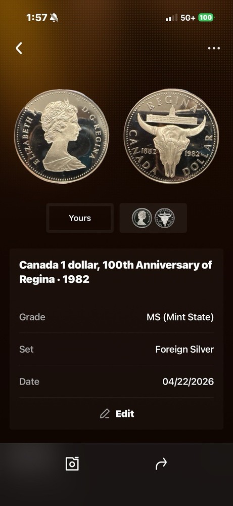 1982 Canada 50% Silver Canadian Silver Dollar - Regina Centennial