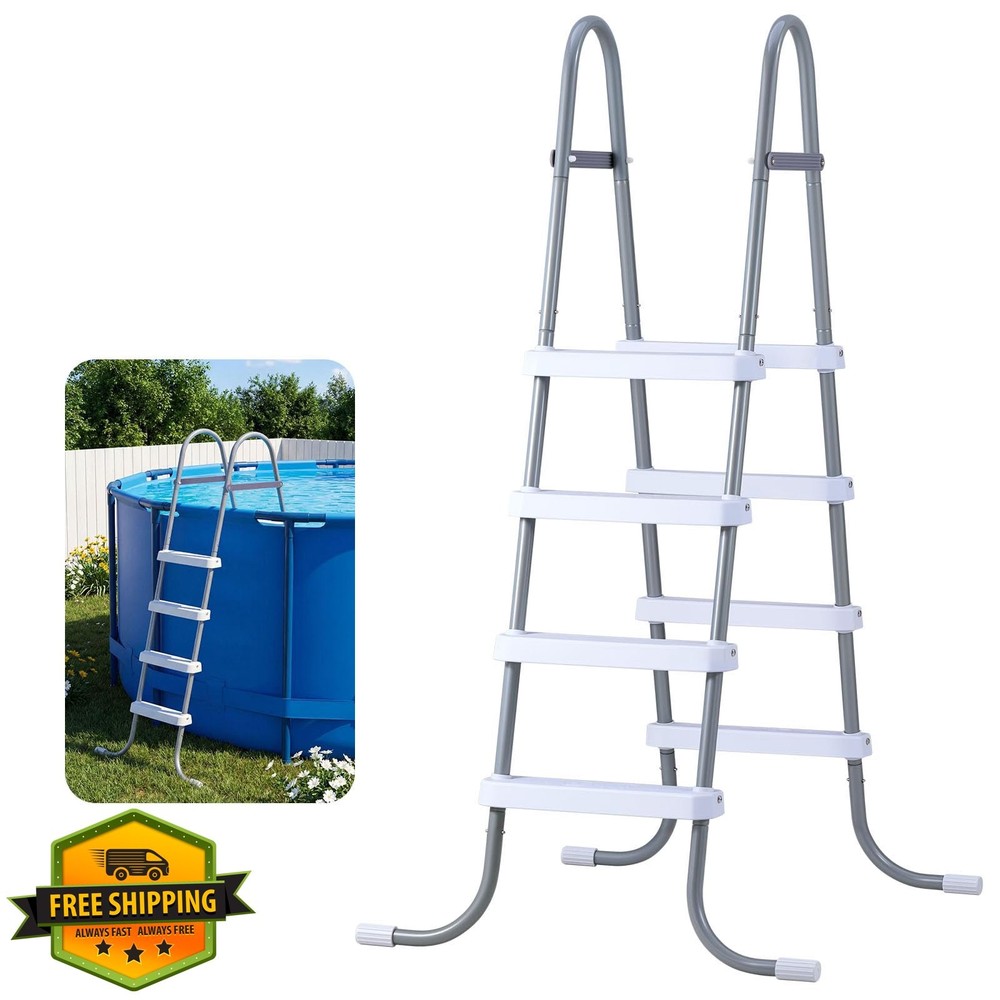 VEVOR 4-Step A-Frame Pool Ladder Gray White 48" High Wall