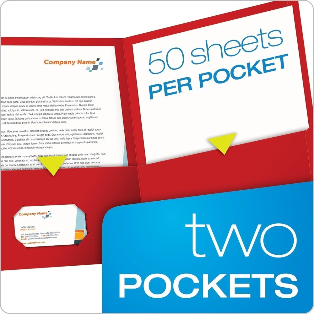 25 Pack Letter Size Two Pocket Folders Assorted Colors