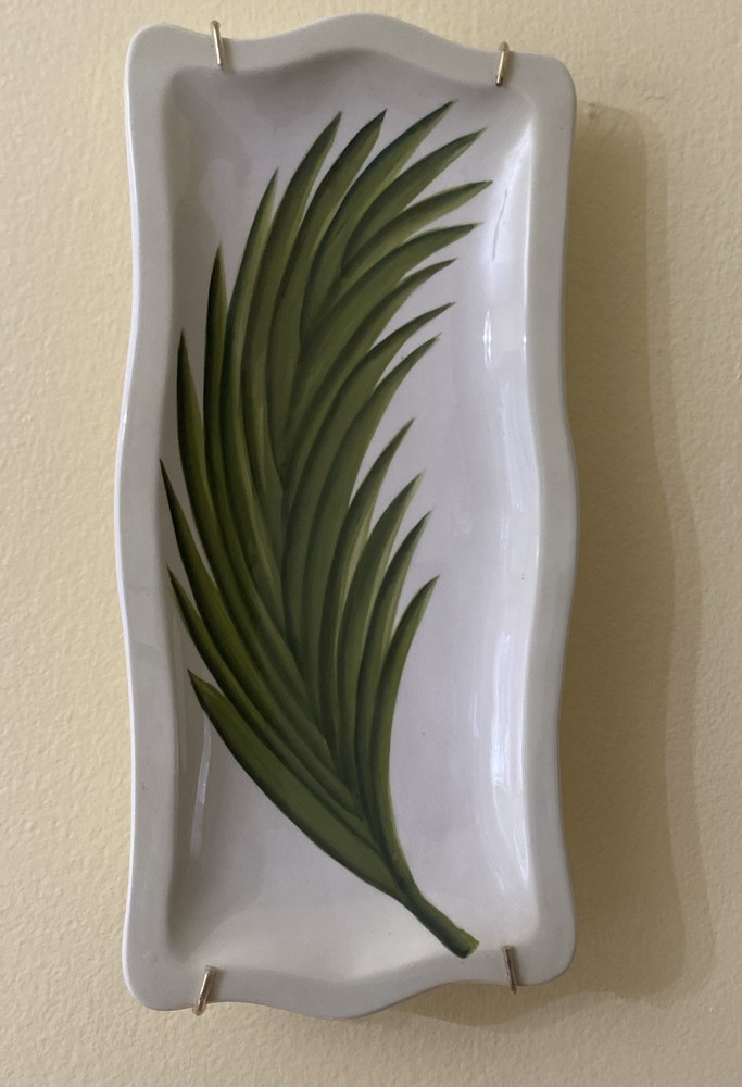 Hand painted leaf plate Rectangle Serving Dish 2005 Distributed by Jo-Ann Stores