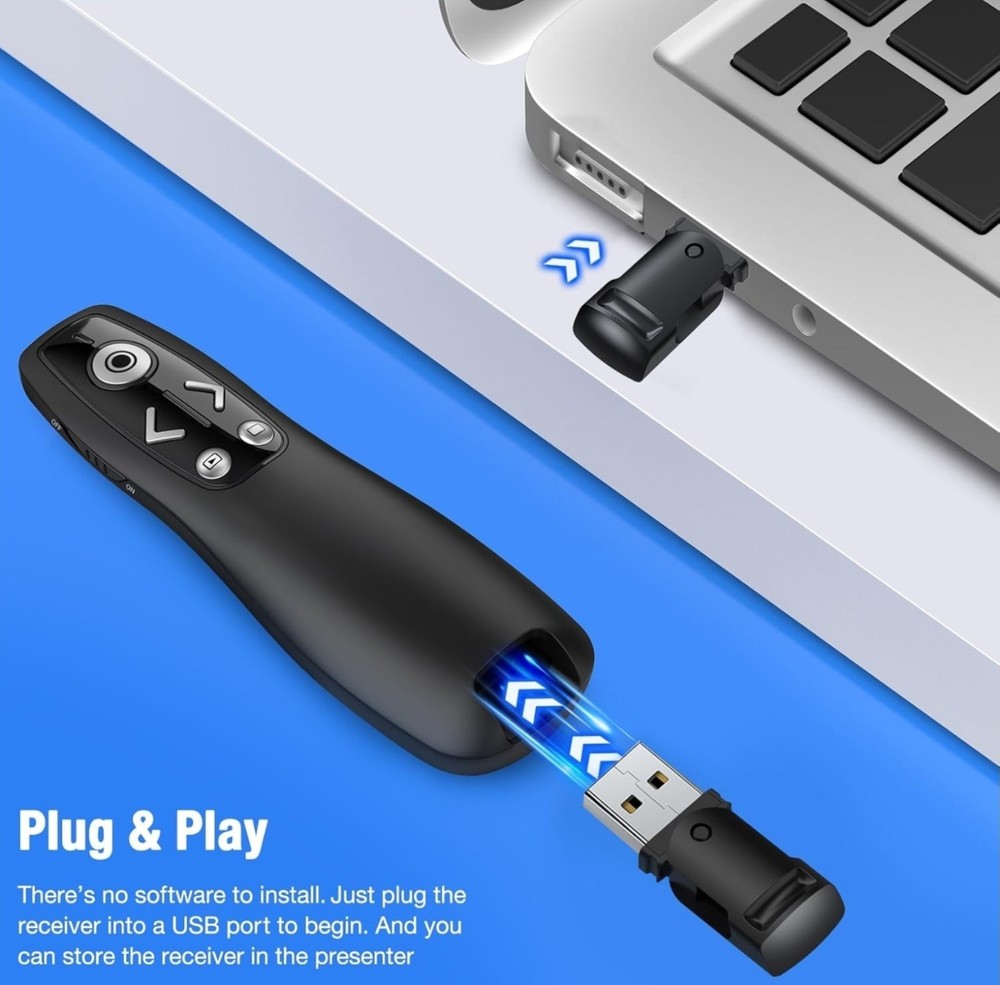 Presentation Clicker Wireless Presenter Remote PowerPoint Volume Control USB