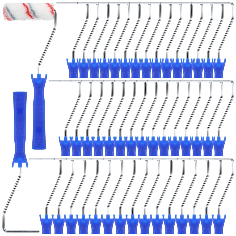 Leumoi 48 Pcs 4 Inch Mini Paint Roller Frame 12 Long Blue