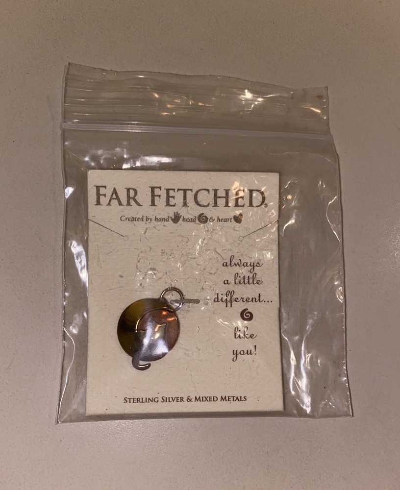 FARFETCHED Sterling Silver & Mixed Metals Moonbeam Kitty Pendant NEW