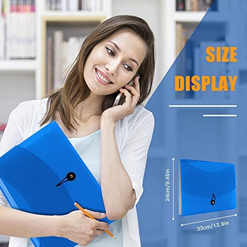 5 Pack 7 Pocket Expanding File Folder with Colored Tabs, A4 Letter Multicolored
