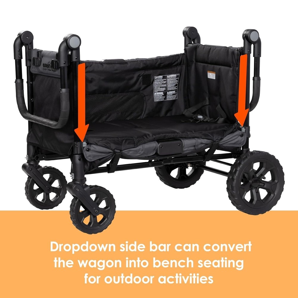 Foldable Stroller Wagon for Children with Adjustable Handle and Storage Basket