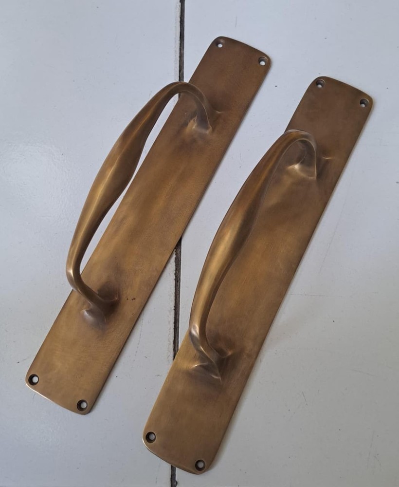 2 PCS 12" x 2" barn door grab Solid Brass Large plain Handle 30cm Pull heavy PUB
