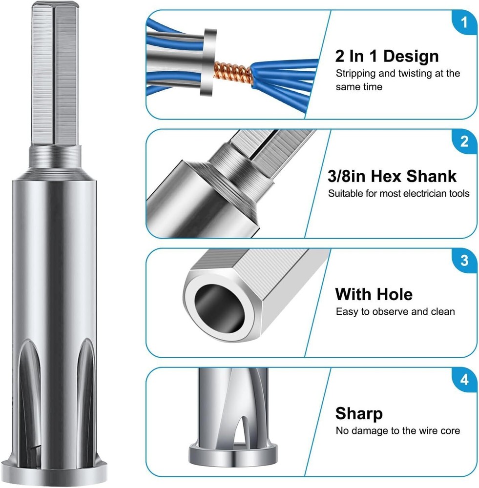 3x Wire Stripping Twisting Tool Electrical Drill Wire Stripper Cable Nut Twister