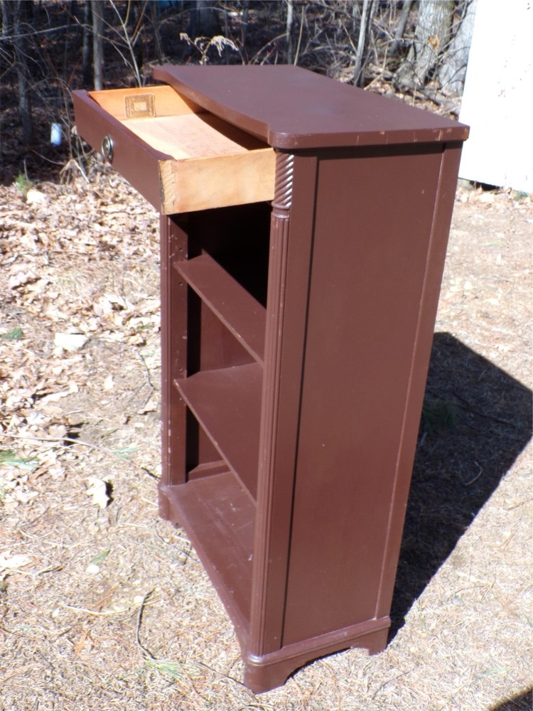 Vintage Sligh Lowry Solid Mahogany Open Front Bookcase Shelving Cabinet