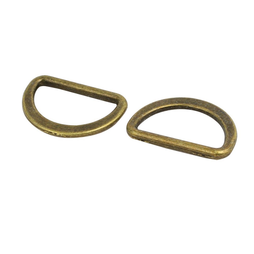 25pack 20mm Inner Width Zinc Alloy Flat Typed D Welded Ring Bronze Tone