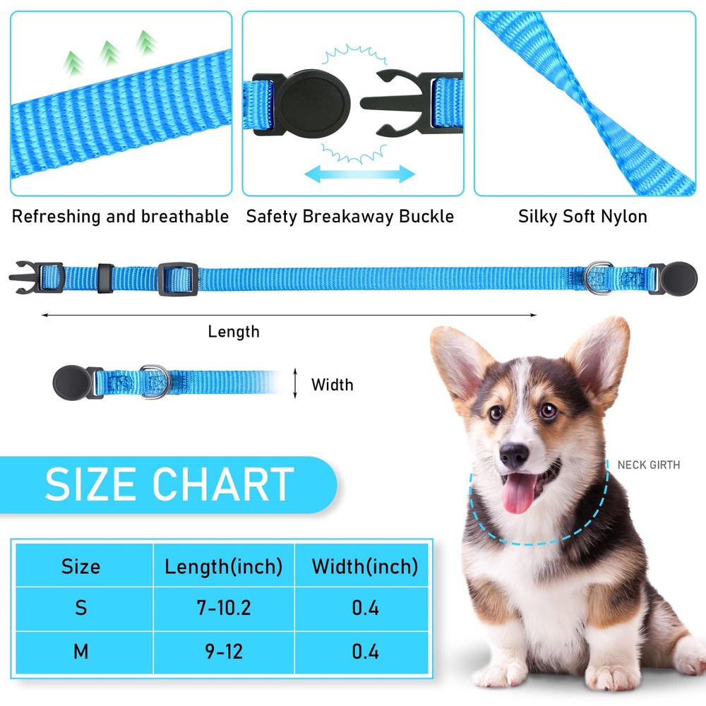 12 Pack Soft Nylon Puppy ID Collars Adjustable Breakaway