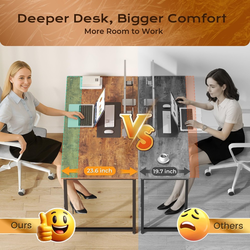55 X 24 Inch Computer Desk with Deeper Desktop, Gaming Office Writing Work De...