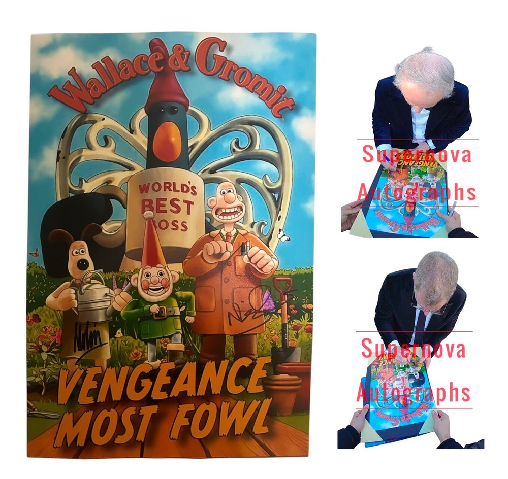 Wallace and Gromit Signed Autographed 12x18 Photo with Exact Proof