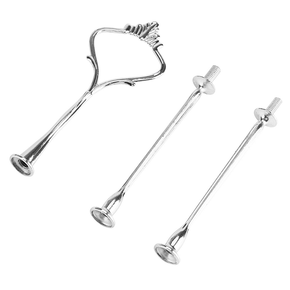 (3tiers Crown Silver)Multi Tiers Cake Tray Stand Handle Fruit Plate Hardware WT