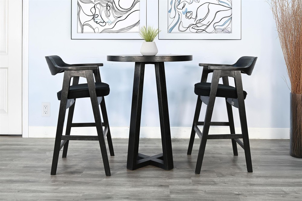 Sunny Designs Mia Round Black Bar Table