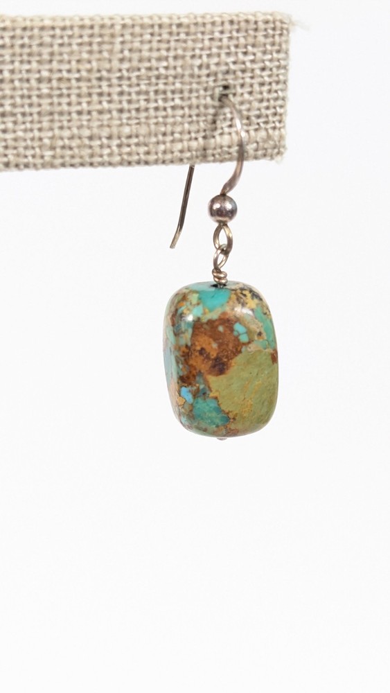 Southwestern Rectangular Composite Gemstone Green Turquoise Dangle earrings