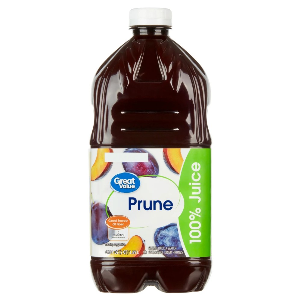 Great Value 100% Prune Juice, 64 fl oz (2 pack)