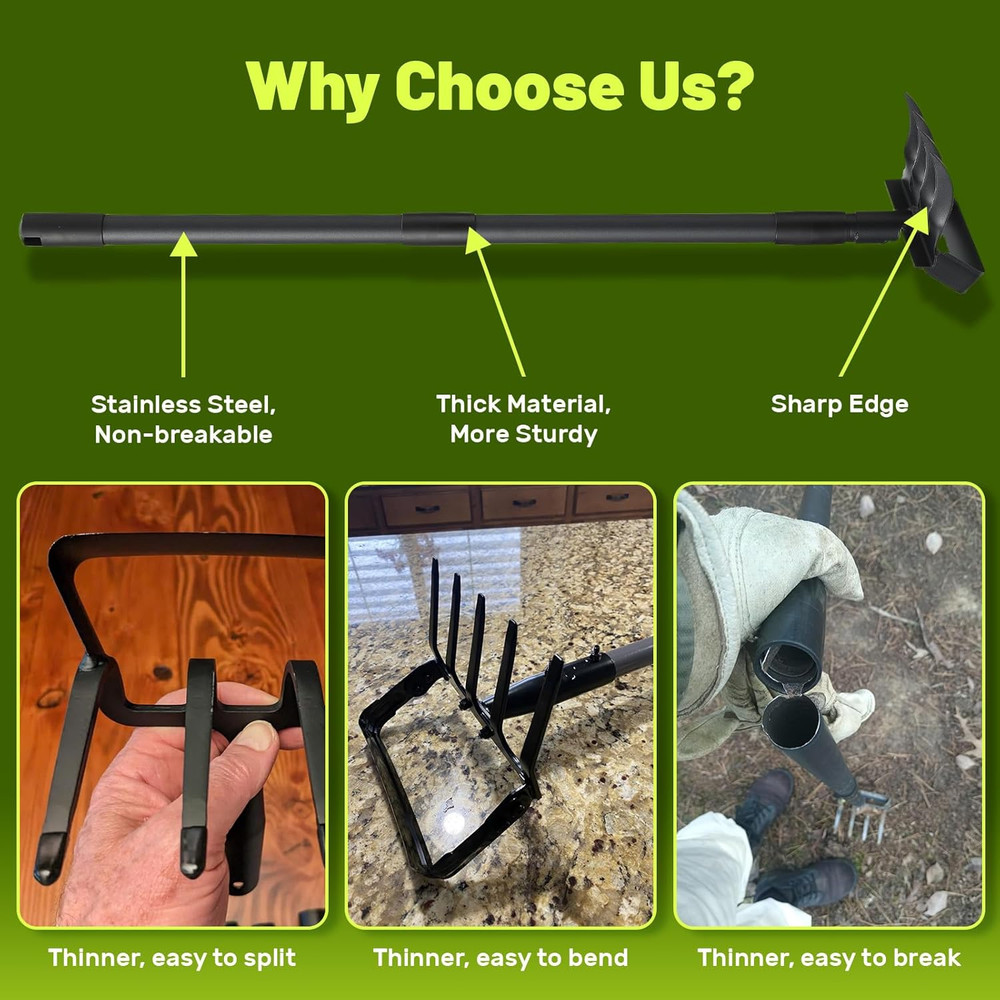 2 in 1 Weeding Tools Gardening Weed Puller with Long Handle,Stirrup Hula Garden