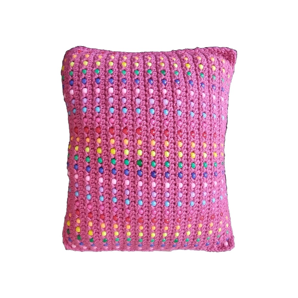 Crocheted Pony Bead Fidget Pillow 11 X 14