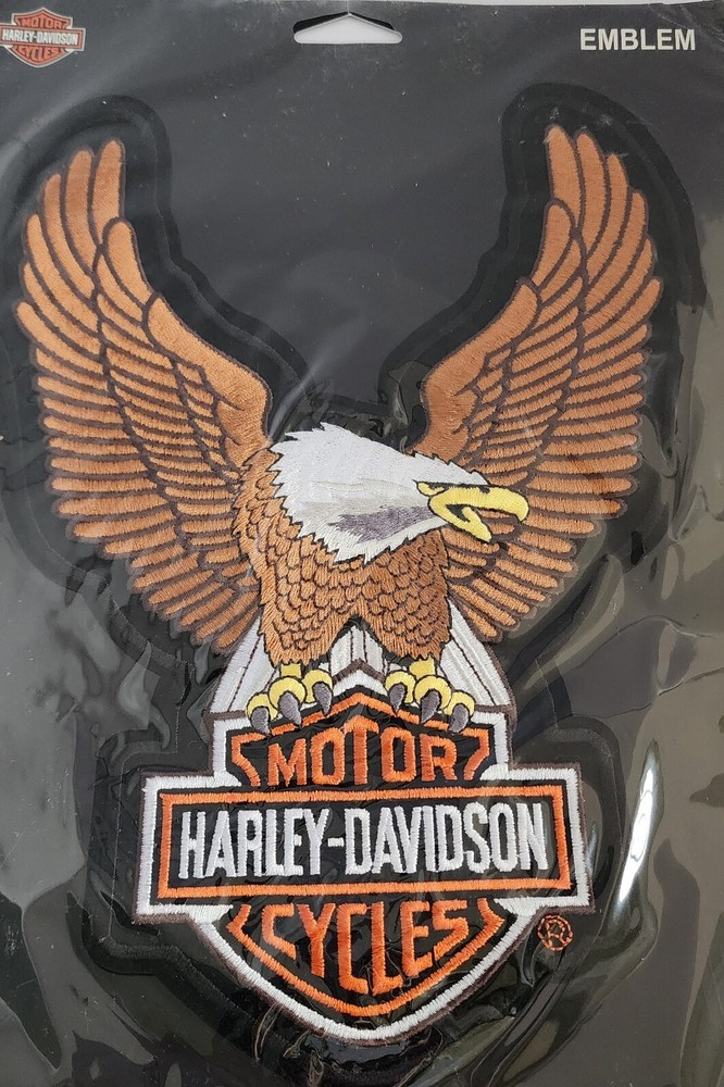 Harley Davidson UpWing Eagle Emblem - Brown Sew On - New