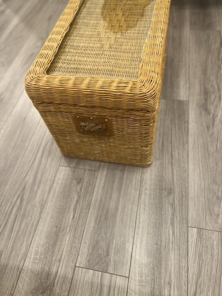 Wicker Storage Chest With Glass Top