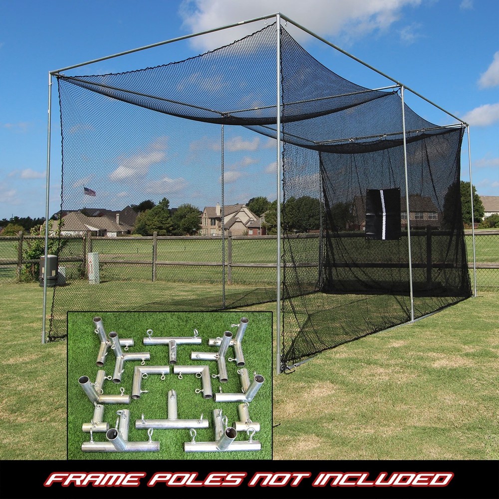 Golf Cage Practice Net 20' x 10' x 10' (#252 Poly) Frame Kit & Baffle Included