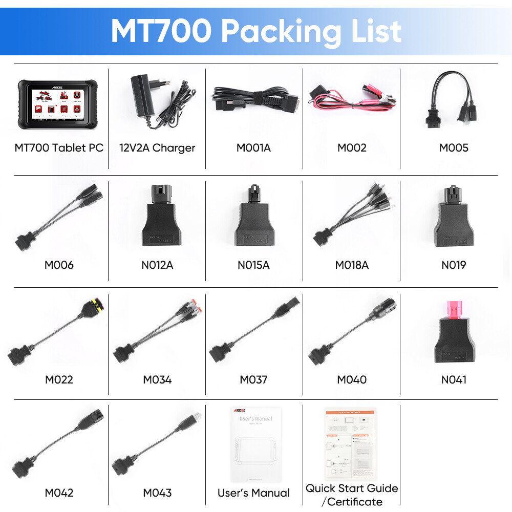 ANCEL MT700 Multi-brands Motorcycle Diagnostic Tool OBD2 Scanner All Systems