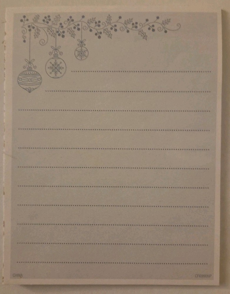 LIGHT BLUE LINED NOTE PAD WITH CHRISTMAS THEMES 20 SHEETS