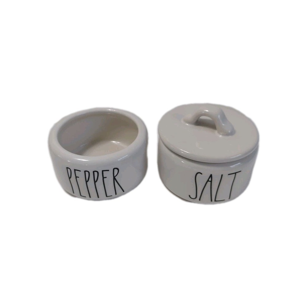Rae Dunn Pinch Salt & Pepper Ceramic Stackable Container, 2" x 3" each