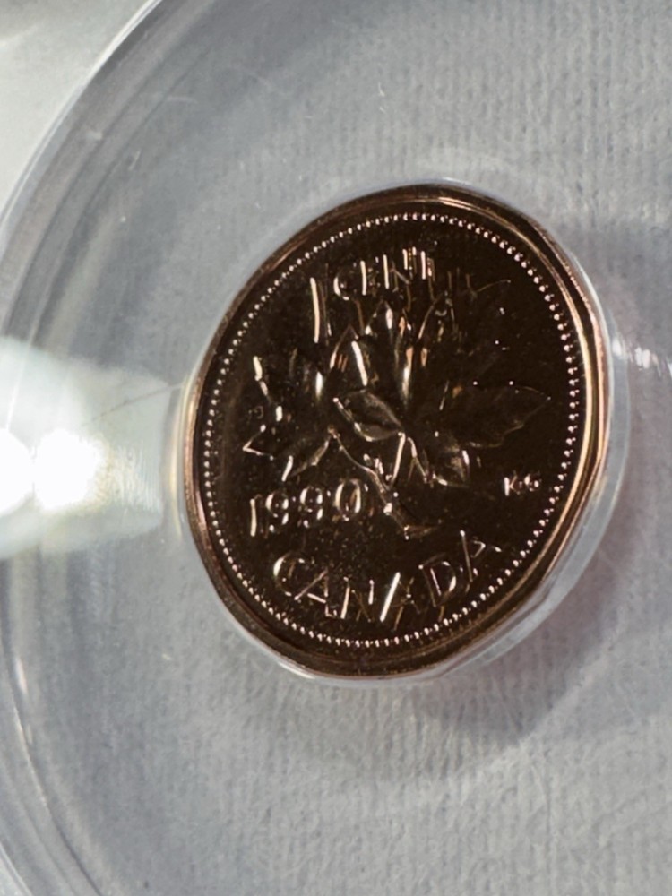 1990 Canada 1 Cent Proof Like Graded MS 69 RD by ANACS