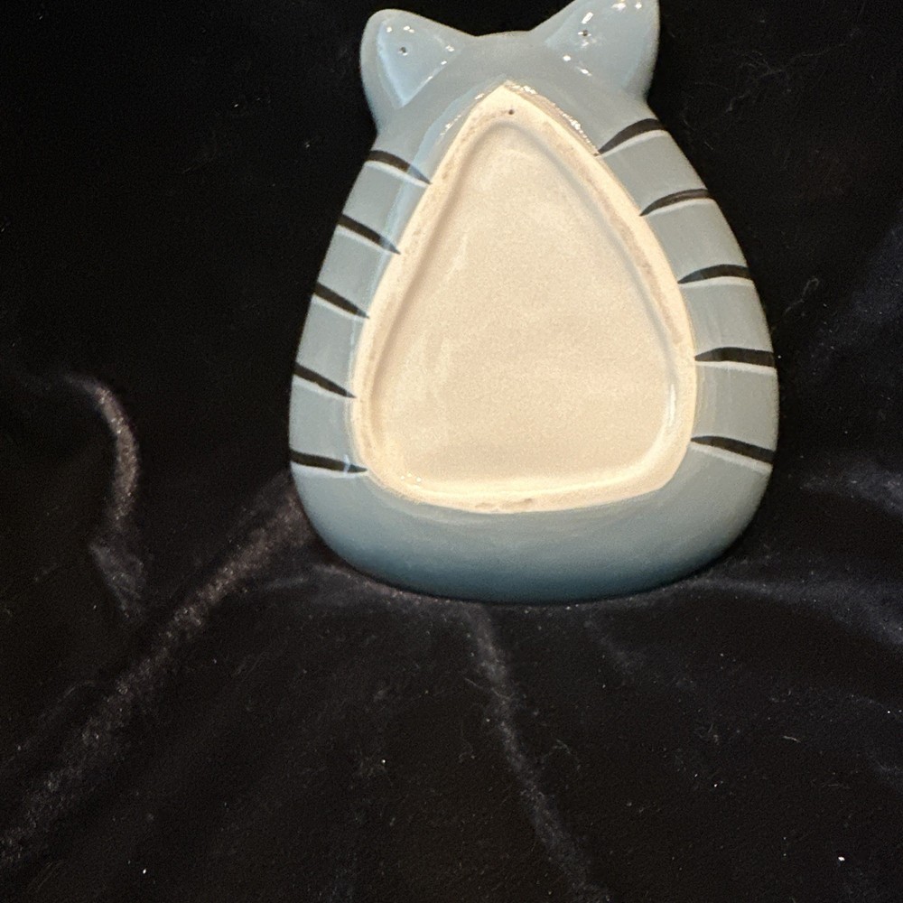 Gray Stripe Ceramic Cat Candy Dish