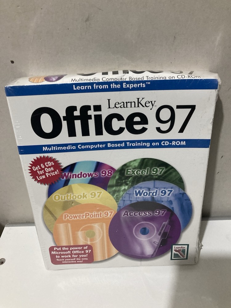 Learn Key Microsoft Office 97 PC Training Software CD ROM Set Windows 98 Sealed