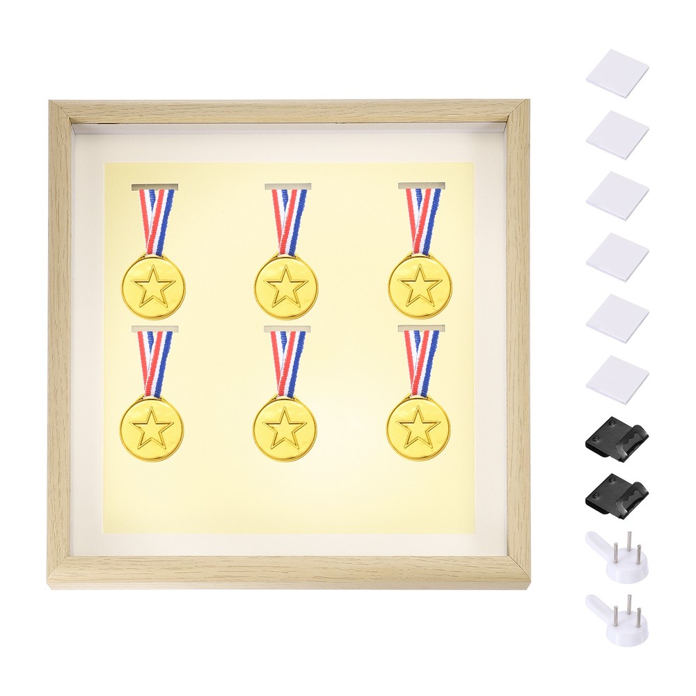 13x13" Shadow Box Frame with Push Pins 6 Adhesive, White