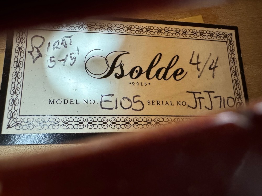 ISOLDE MODEL E105 4/4 VIOLIN WITH BRASS BELL MUSIC CASE 2015